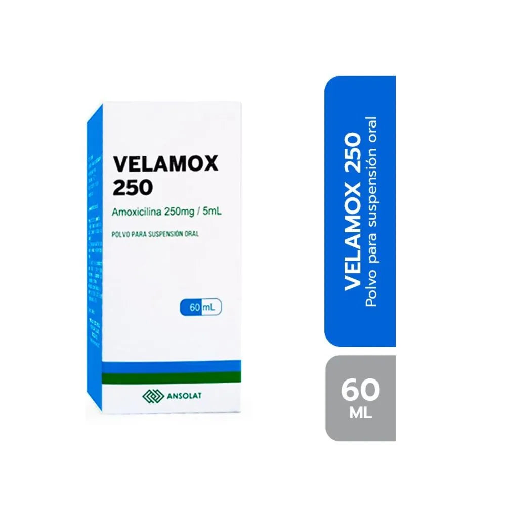Velamox 250 Amoxicilina 250mg/5ml Polvo para suspensión oral – Frasco 60 ml