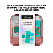 Set Mujer Exfoliante Cuerpo Portugal Aromática Pack 160 gr + Gel Ducha 330 ml + Agua Colonia 250 ml