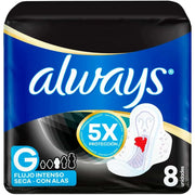 Toalla Higienica Always Nocturna Seca Tamaño G - Bolsa 8 UN