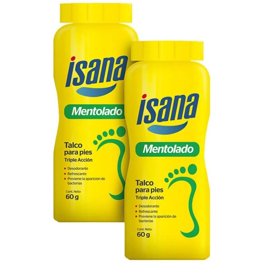 Isana Talco Mentolado para Pies -Pack 2 und (60 g c/u)