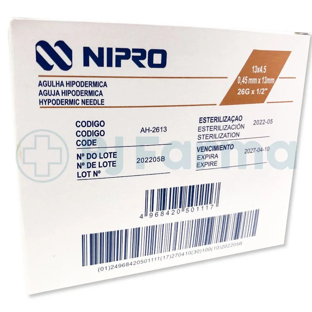 Aguja 26 x 1/2 Nipro Caja x 100 Unid