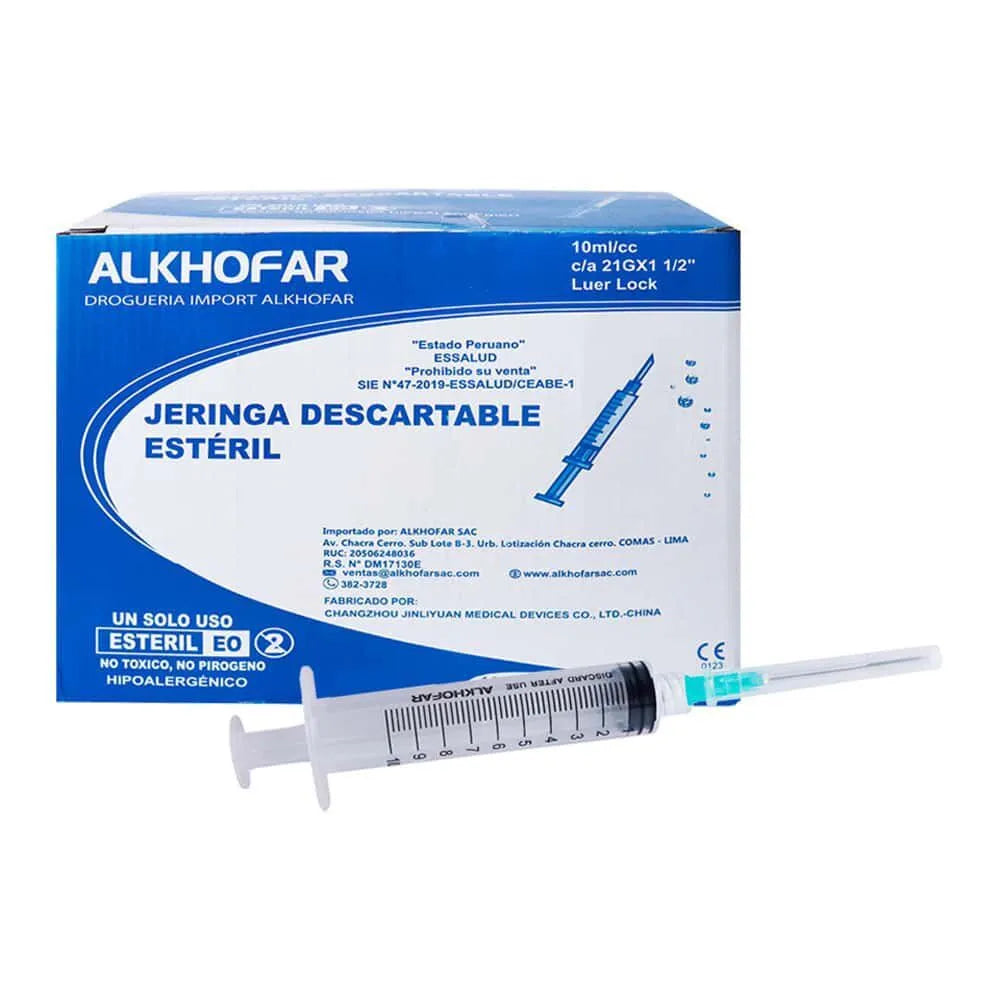 Jeringa Descartable 10ml C/A 21G x1 ½ - Und