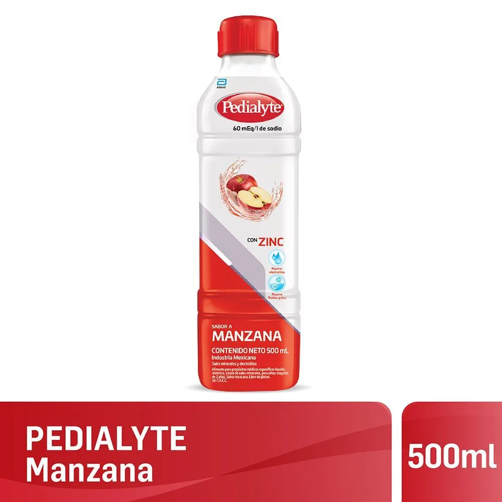 Pedialyte 30 mEq Sabor Manzan Frasco 500 ml