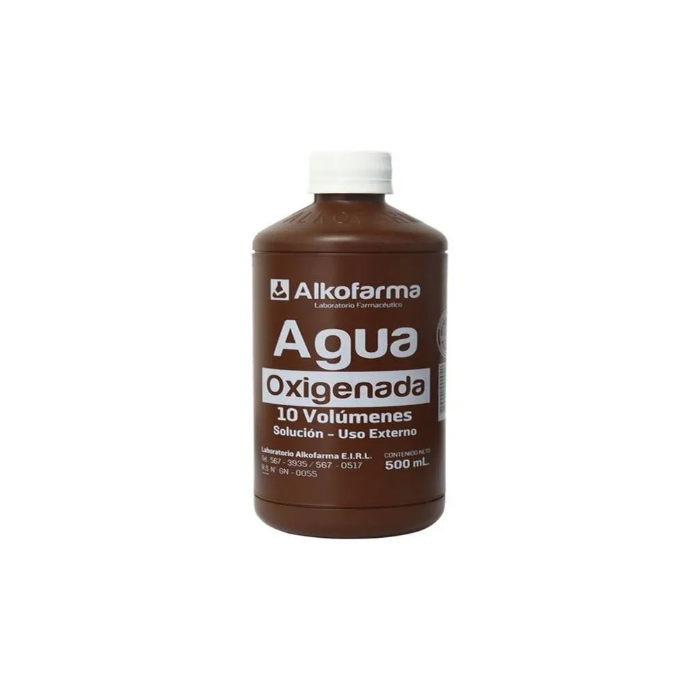 Alkofarma Agua Oxigenada 10V . Frasco 500 ml