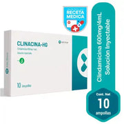 Clindamicina 600mg/4mL (Clinacina-HG) x 10 ampollas