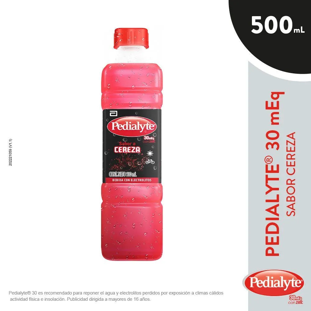Pedialyte 30 mEq Sabor fresa Frasco 500 ml