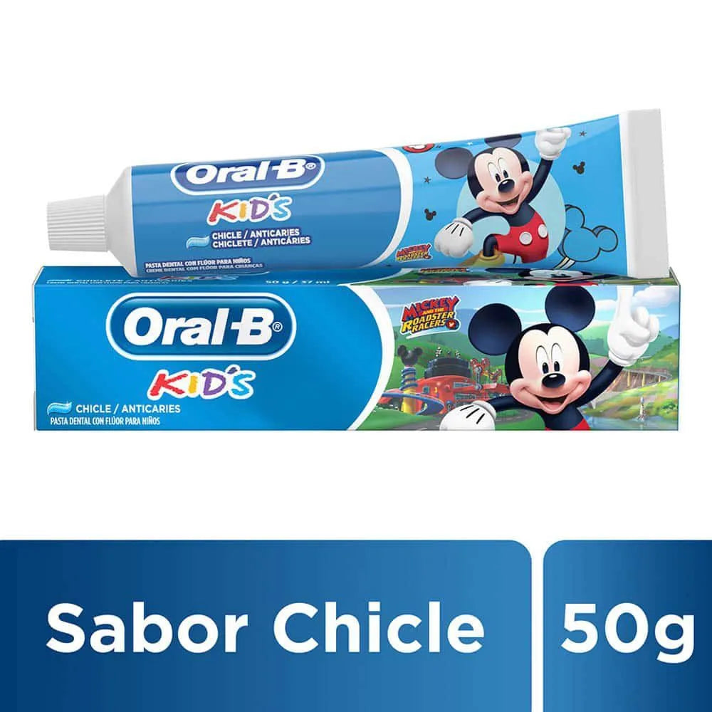 Crema Dental Kids Oral-B Mickey Sabor Chicle – Tubo 50 gr