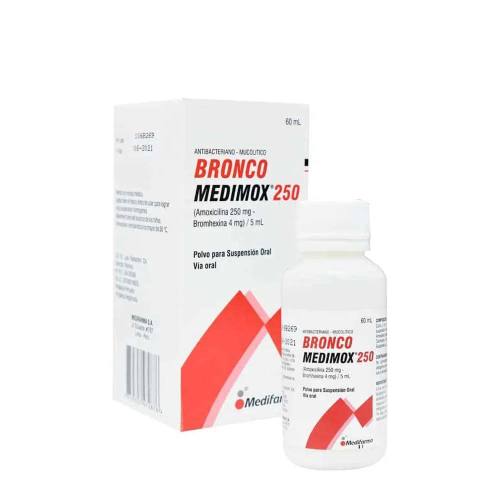 Bronco Medimox 250, 250mg - 4mg/5ml Polvo para suspensión Oral