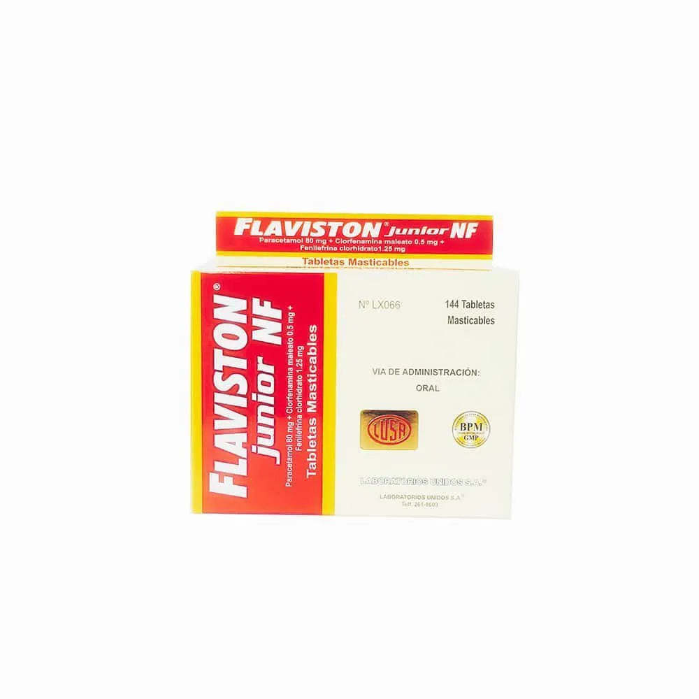 Flaviston Junior NF 80mg + 0.5mg + 1.25mg Tabletas Masticables