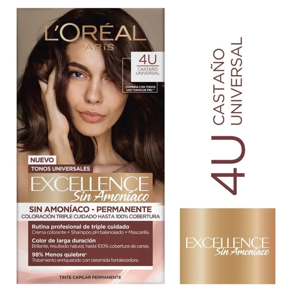 Tinte Para Cabello Excellence Sin Amoníaco 4 u Castaño Universal