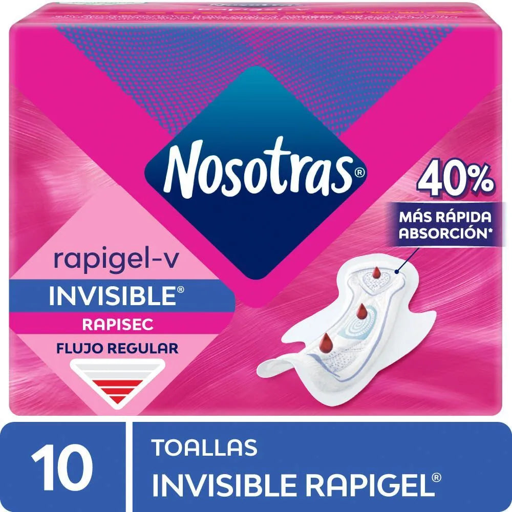 Toallas Higiénicas Invisible Rapigel Nosotras x 10 Un