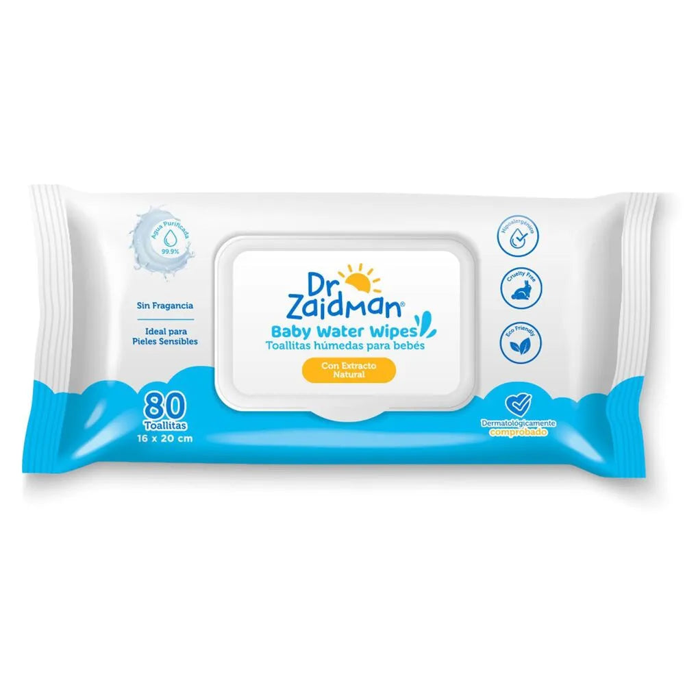 Toallitas Húmedas para Bebé Dr. Zaidman Empaque 80 Und