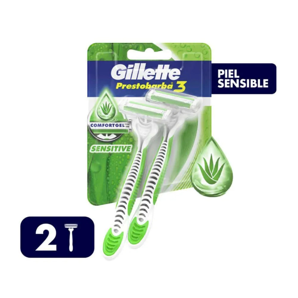 Máquina de Afeitar Gillette Prestobarba3 Sensitive con Aloe
