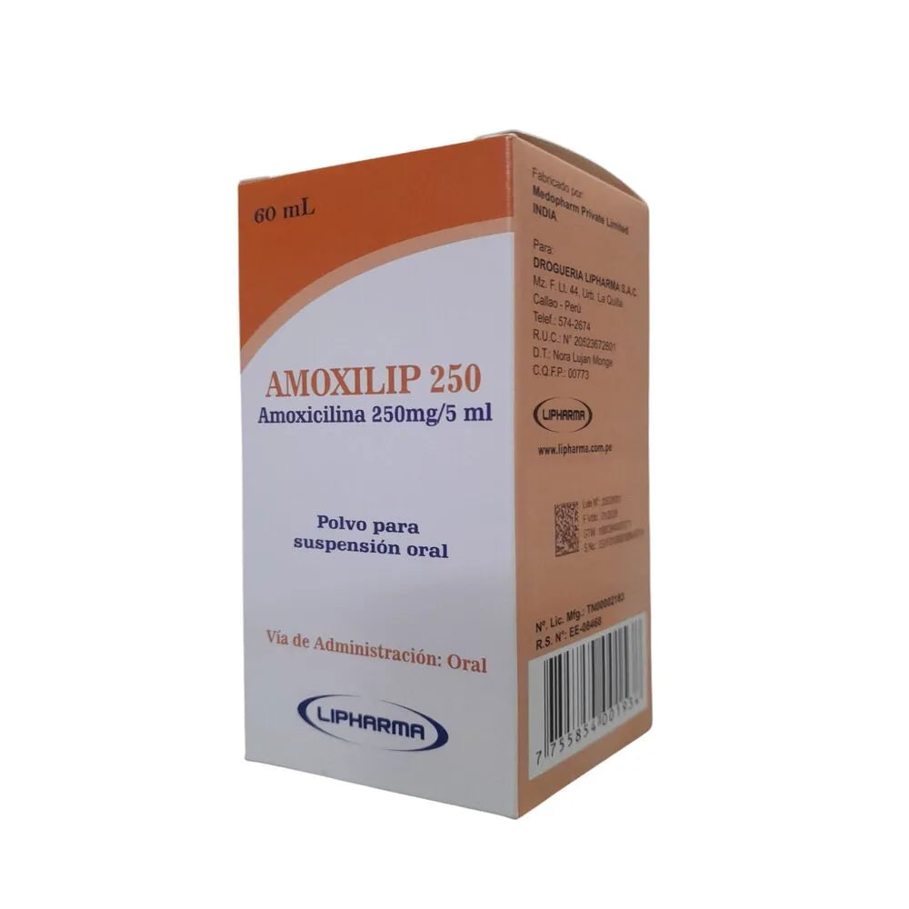 Amoxilip 250 mg/5 ml Jarabe – Frasco 60 ml