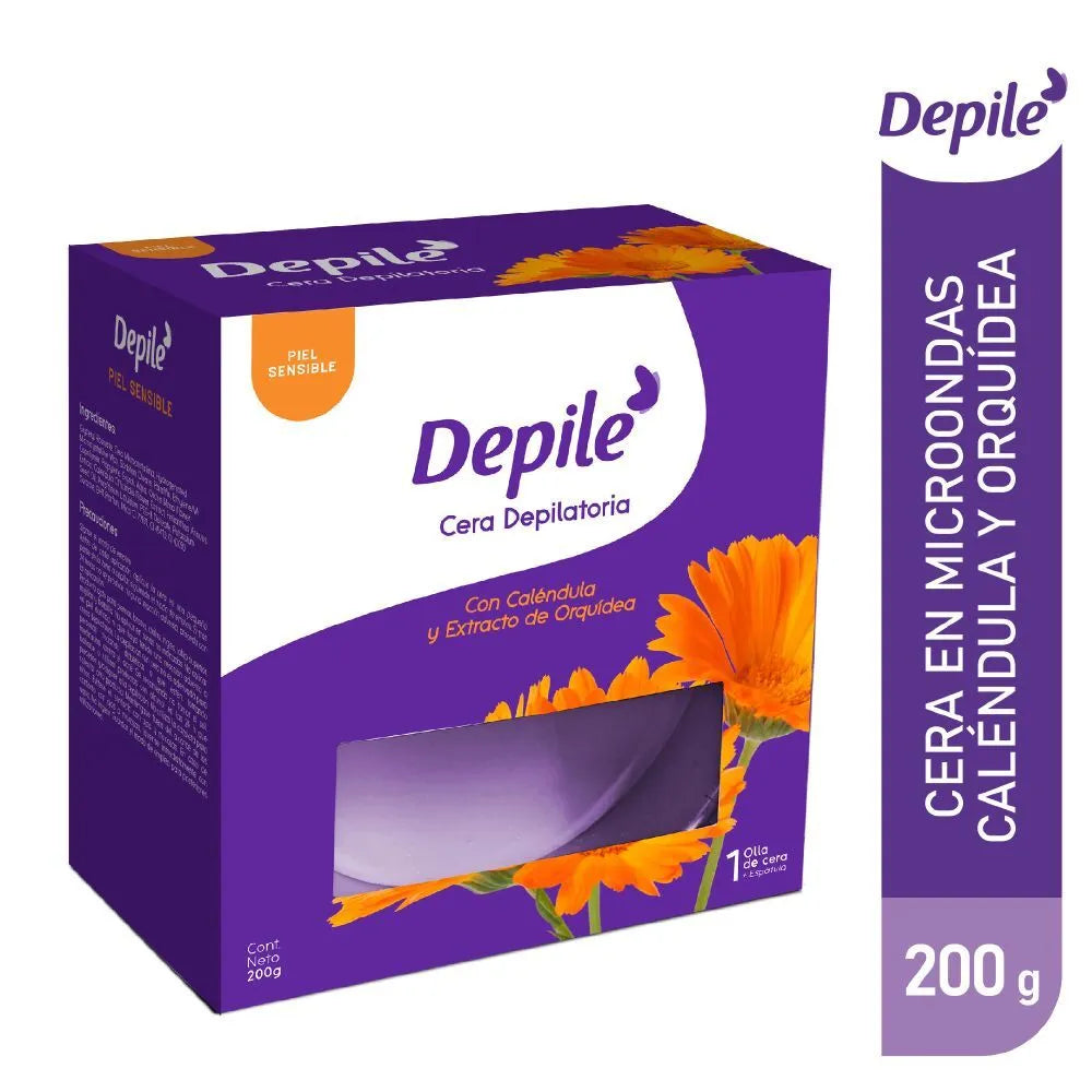Cera de Olla DEPILÉ Caléndula/Orquídea Caja Piel Sensible x 200gr