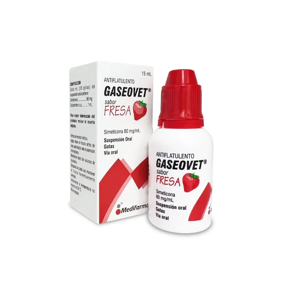 Gaseovet 80 mg/ml Suspensión Gotas Sabor Fresa