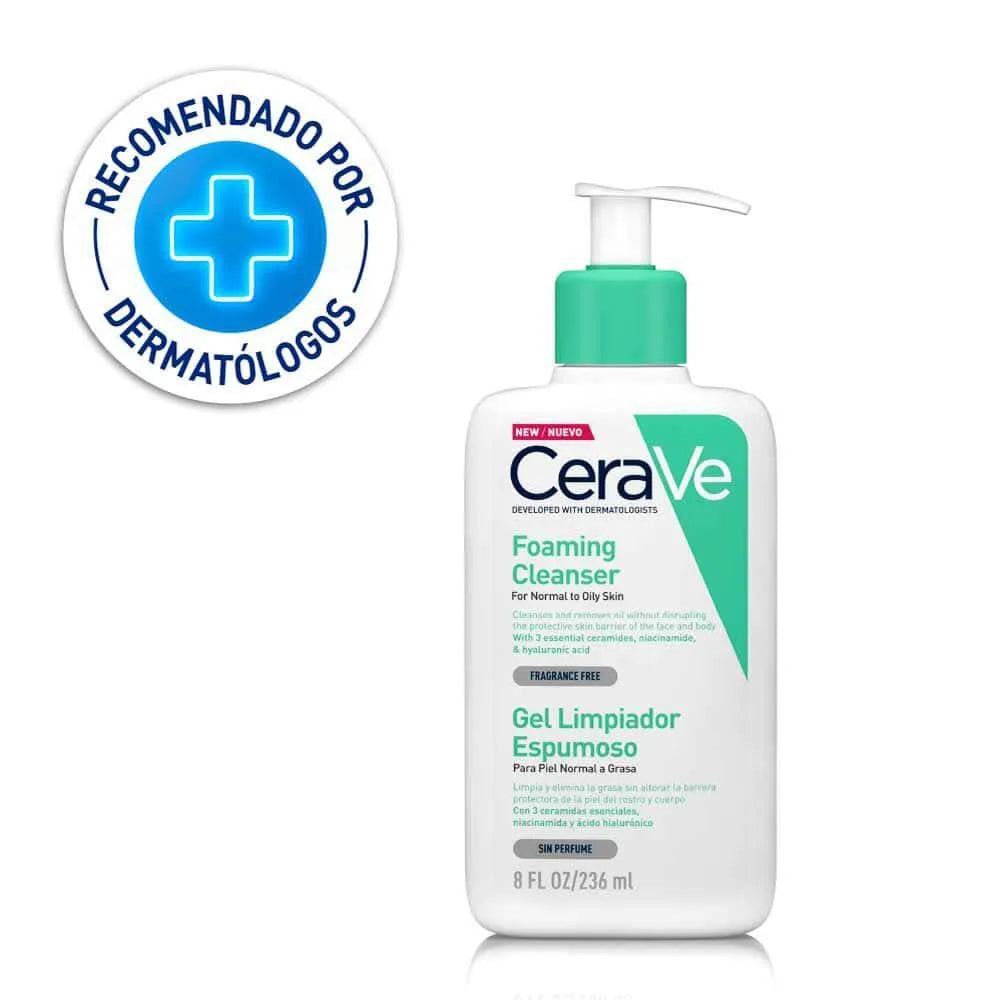 Gel Limpiador Espumoso Cerave Foaming Cleanser Frasco 236 ml