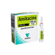 Amikacina 500 mg/2 ml VT Solución Inyectable por Unidad