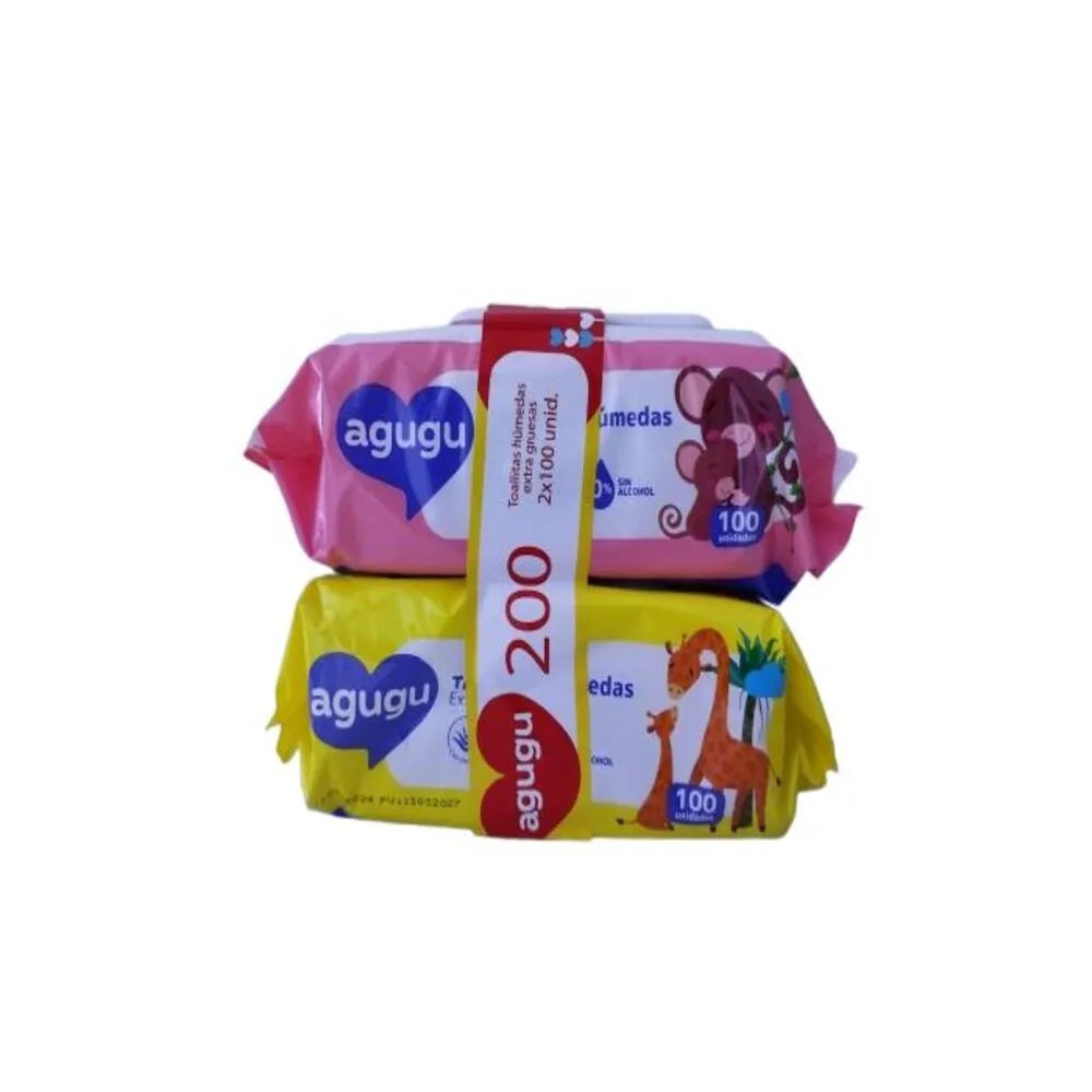 Agugu Toallitas Húmedas Bolsa 100und Pack 2und