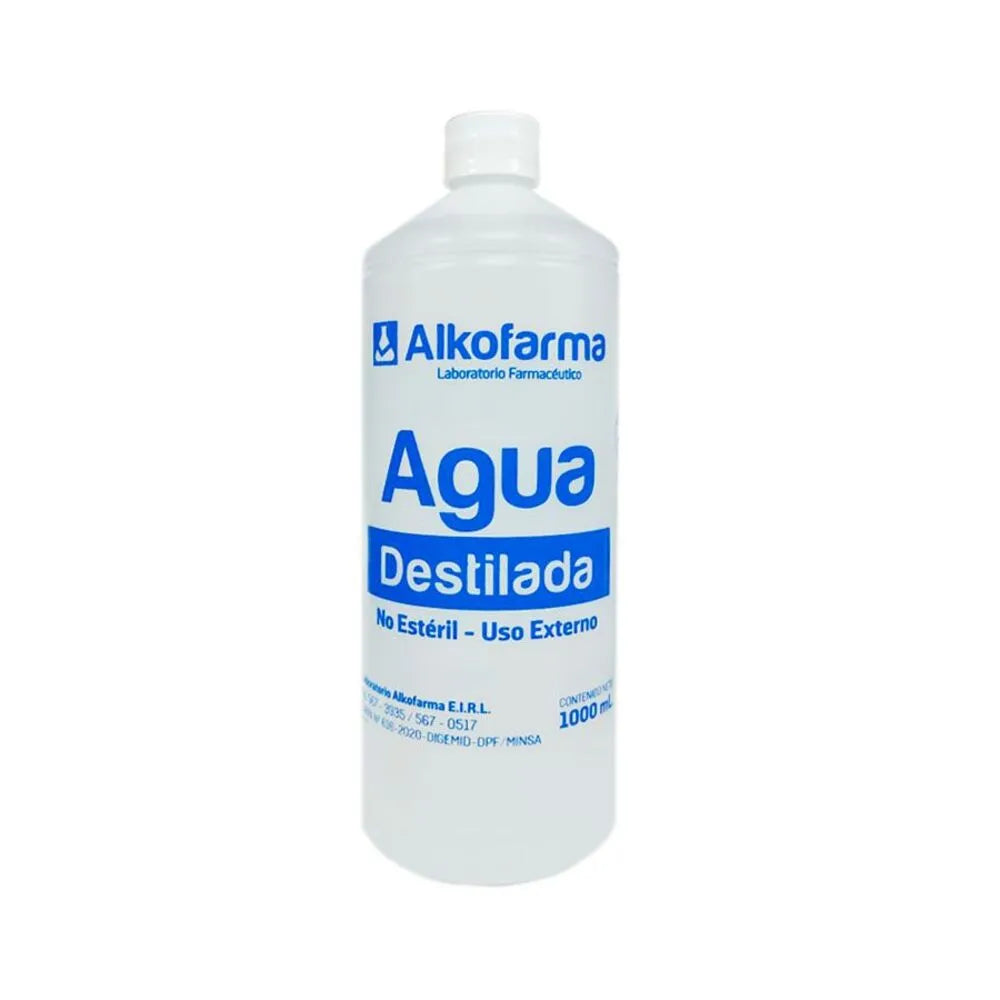Agua Destilada No Estéril Alkofarma – Frasco 1L