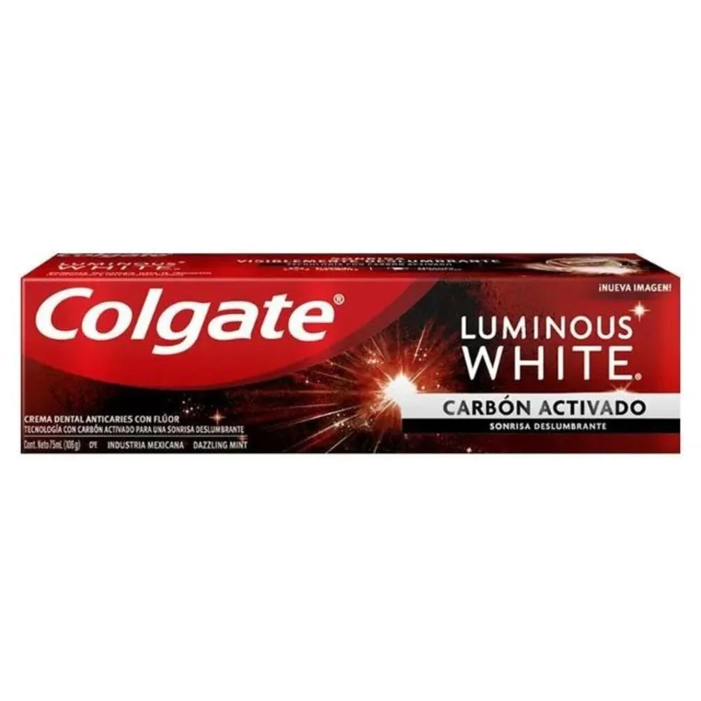 Crema Dental Colgate Luminous White Carbón Activado - Tubo 75 ML
