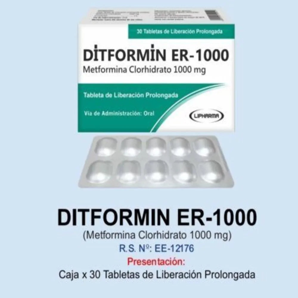 Ditformin ER 1000 (Metformina) Tab