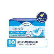 Tena Discreet Medium Toalla Higiénica x 10 Un