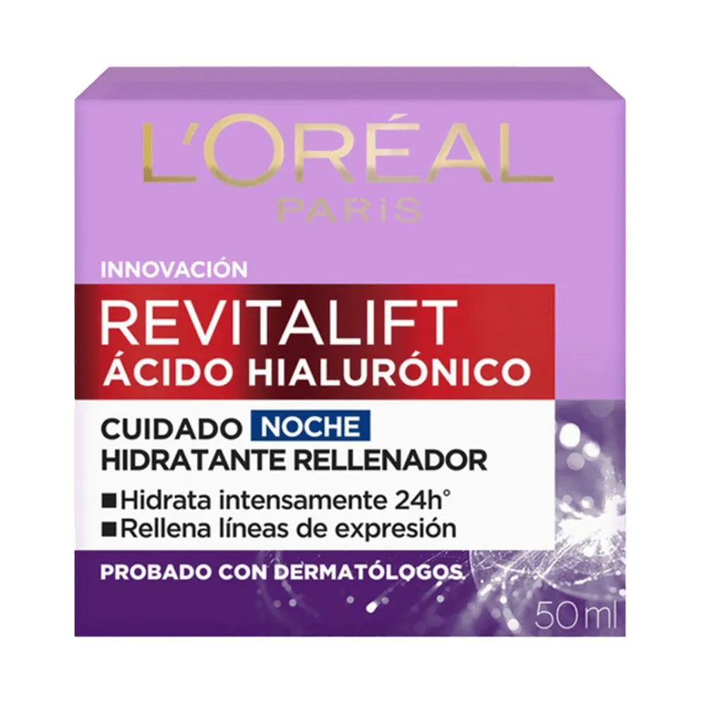 Crema de Noche Revitalift L'Oréal Paris Skin Care Ácido Hialurónico – Pote 50 ml