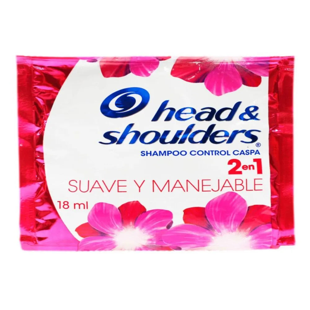 Shampoo Head & Shoulders 2en1 Suave y Manejable -Tira 12 Sachets 18 ml c/u