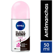 Desodorante Roll On Nivea Black & White Invisible Clear x 50 ml
