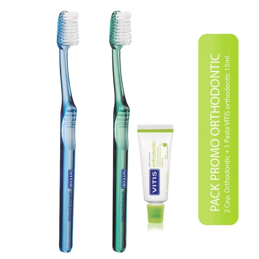 Vitis Pack 2 Cepillos +Crema Dental Orthodontic