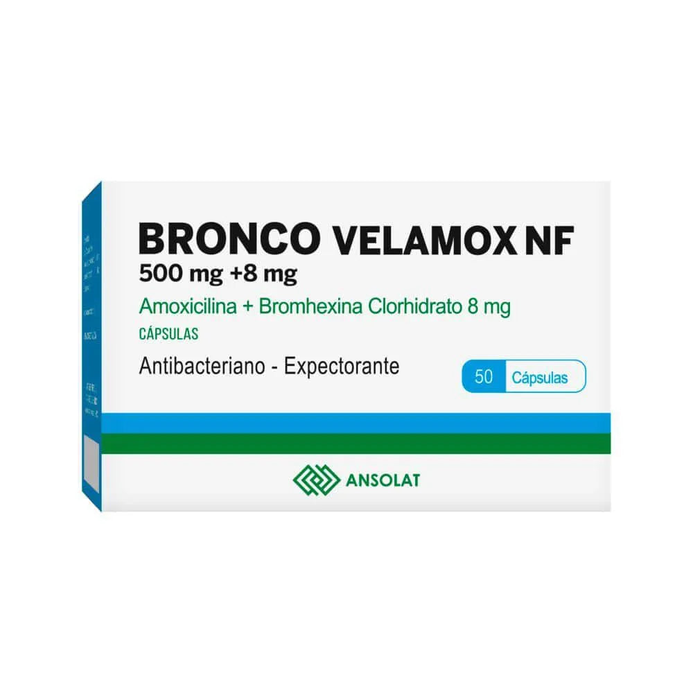 Bronco Velamox NF 500mg + 8mg Cápsula