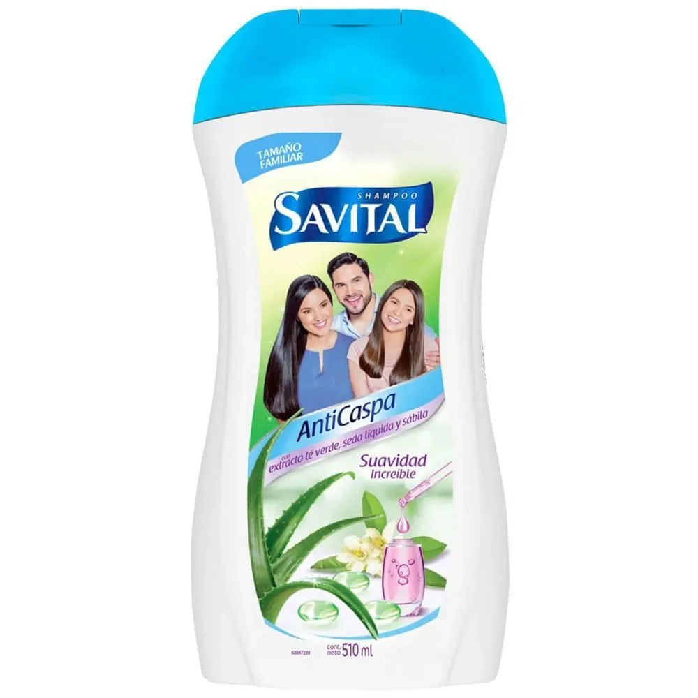 Shampoo Savital Anticaspa Té y Seda Frasco 510ml