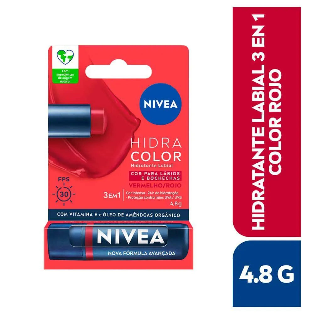 Hidratante Labial 3 En 1 Nivea Color Rojo x 4 g