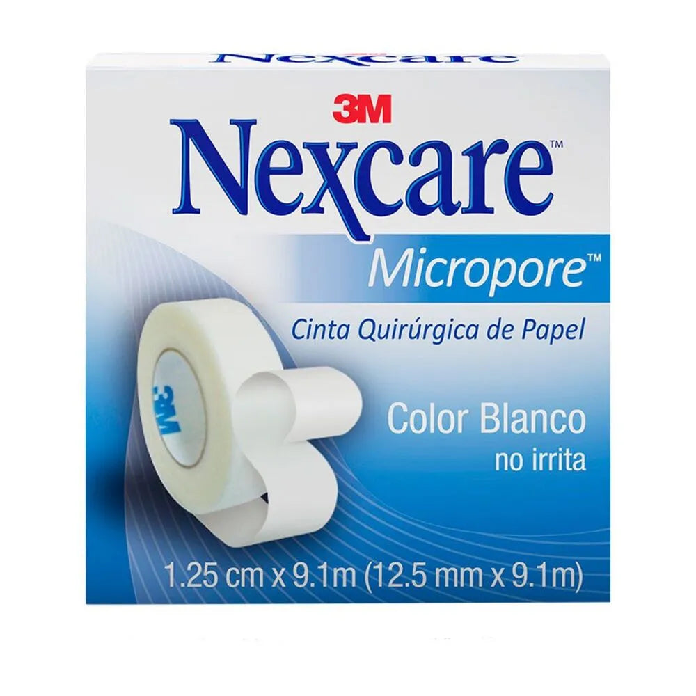 3M Nexcare Micropore Cinta Quirúrgica de Papel Color Blanco (1.25x9.1) Caja x 1