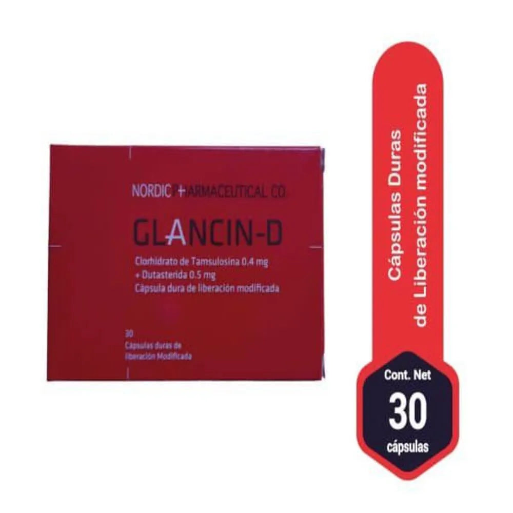 Tamsulosina 0.4 mg + Dutasterida 0.5 mg Glancin D x 30 cápsulas