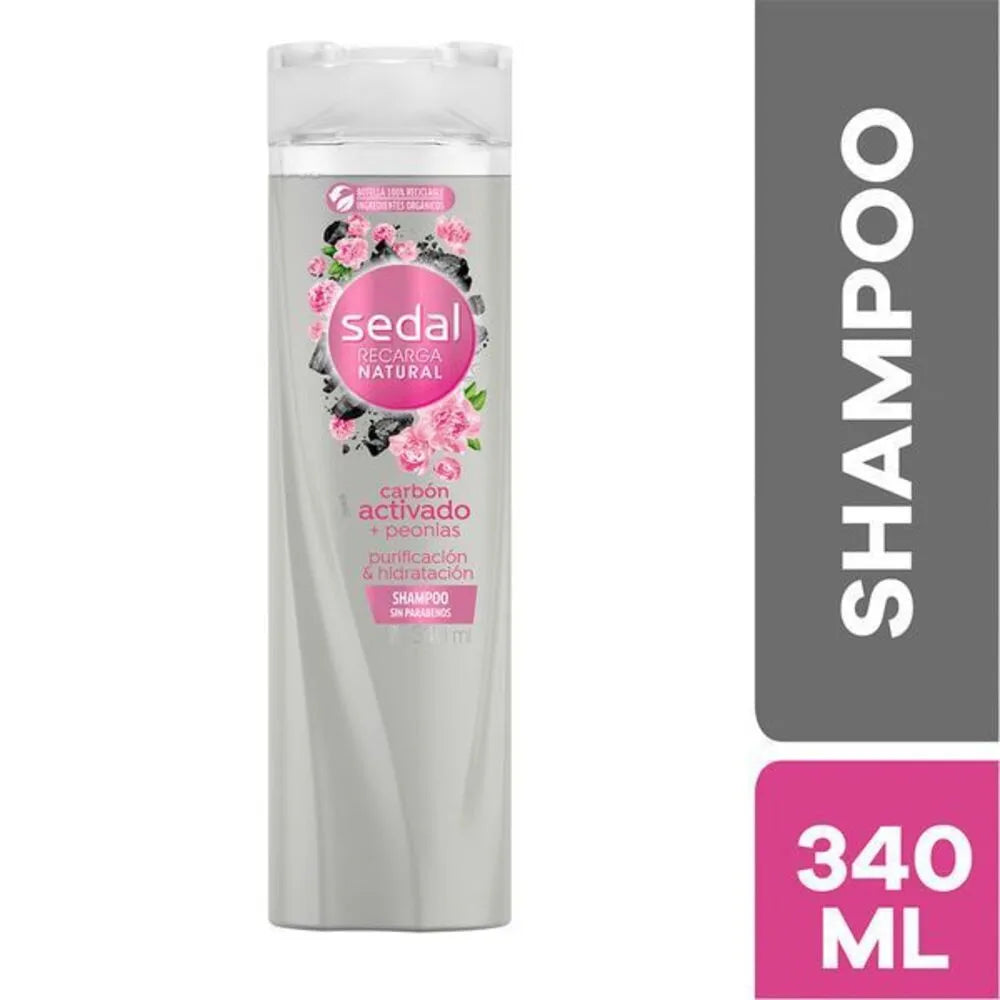 Shampoo Sedal Carbón y Peonias - Frasco 340 ml