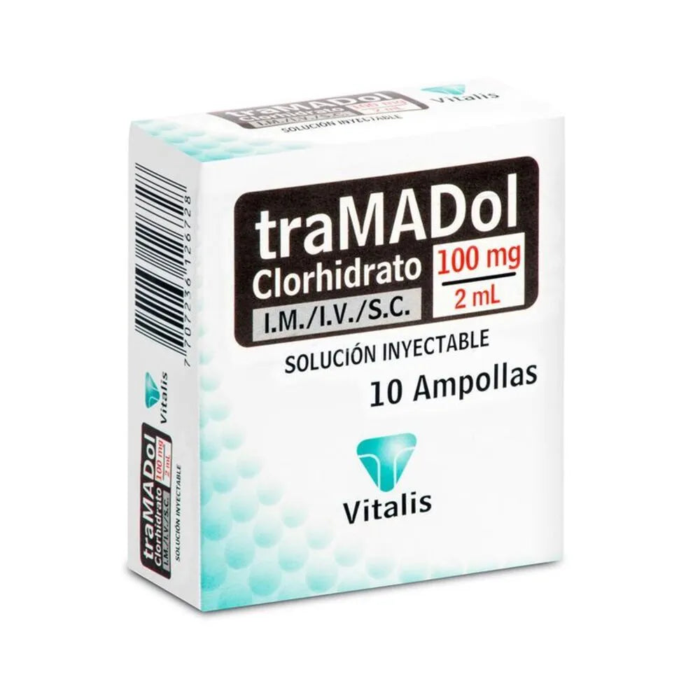 Solución Inyectable Tramadol 100 Mg/2 Ml Vitalis Caja X 10 Ampollas