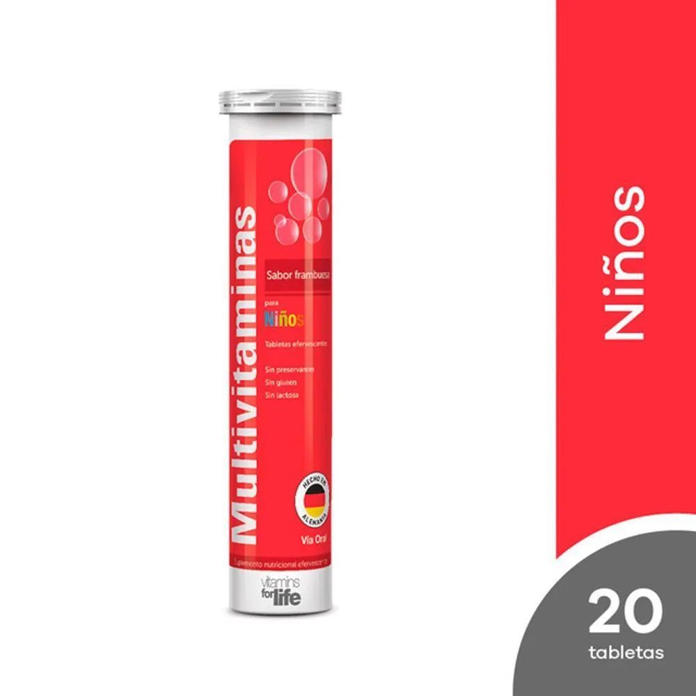 Multivitaminas Ninos Tableta Efervescente - Tubo 20 Und