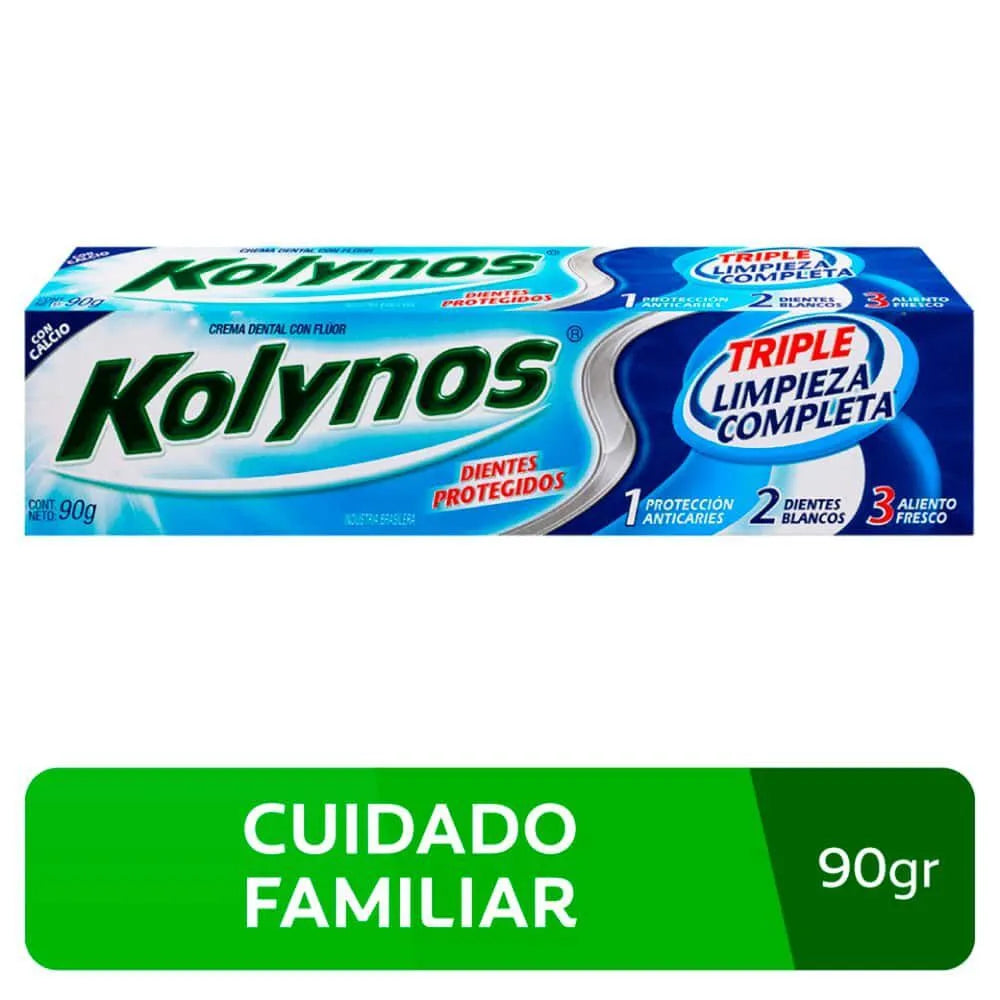 Crema Dental Kolynos Triple Limpieza Completa 90 ml