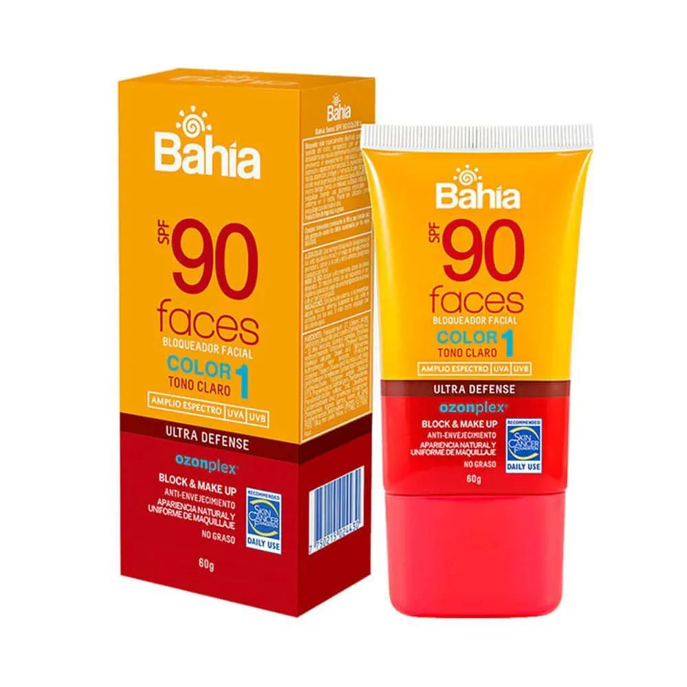 Bloqueador Solar Facial Bahía Spf 90 Faces Color #1 – Tubo 60 gr