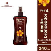 Aceite Bronceador Hawaiian Tropic Tanning con Filtro Solar SPF 4 Frasco 240 ml
