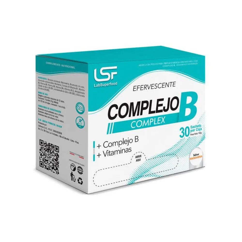 Complejo B Complex Efervescente Sabor Mandarina - Caja x 30 Sachets