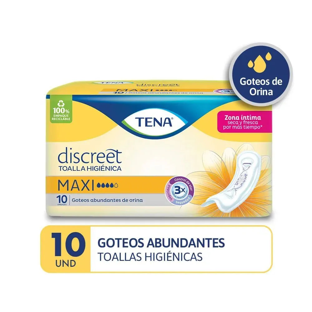 Tena Discreet Maxi Toallas Higiénicas x 10 Un