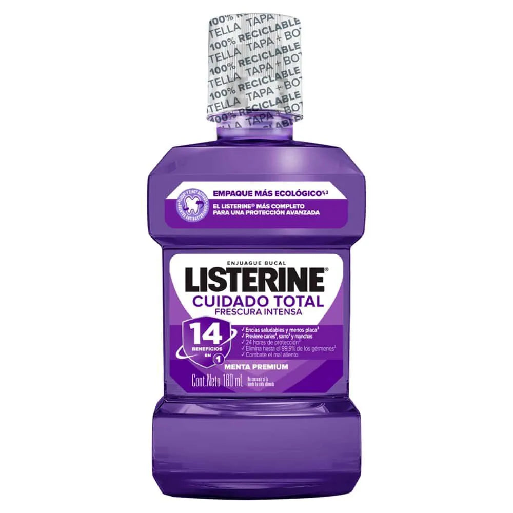 Enjuague Bucal Cuidado Total Listerine Sabor Menta 180 ml.