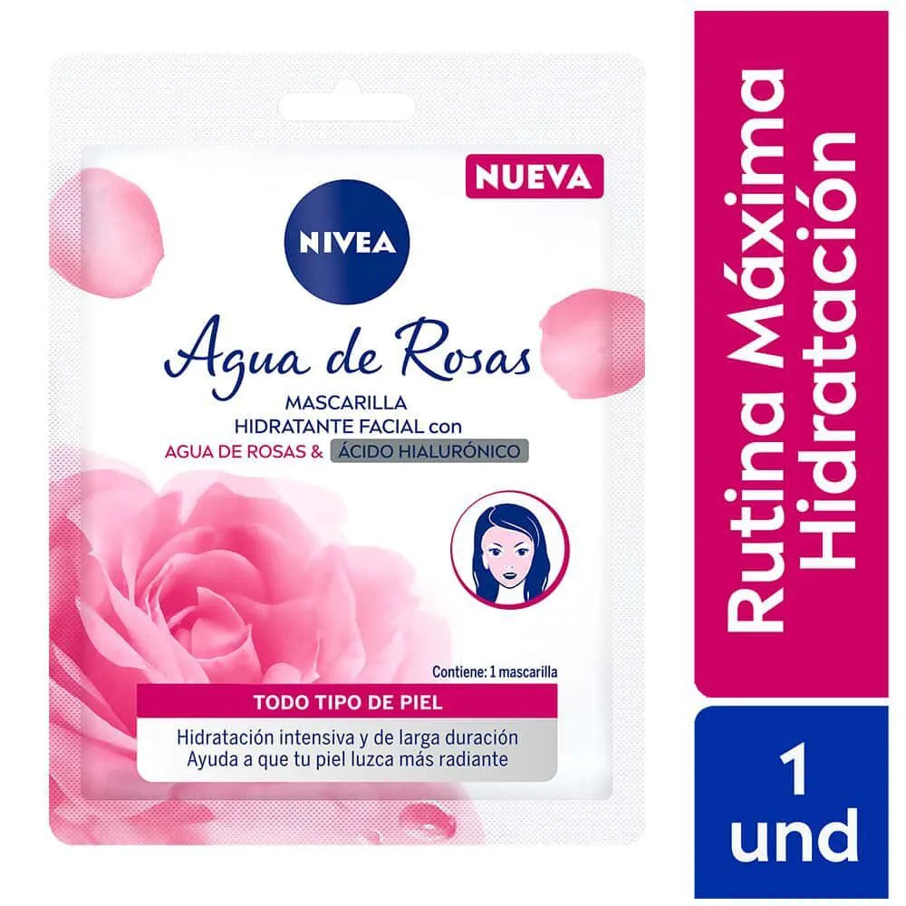 Mascarilla Hidratante Facial Nivea Agua De Rosas Y Ácido Hialurónico