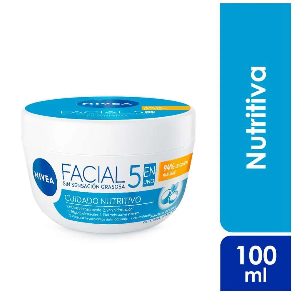 Crema Facial Nivea 5 en 1 Cuidado Nutritivo x 100 ml