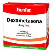 Solución Inyectable Dexametasona Fosfato 4 Mg/Ml Genfar Caja X 10 Ampollas