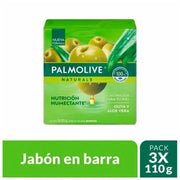 Jabón en Barra PALMOLIVE Aloe y Oliva Pack 3u 110gr