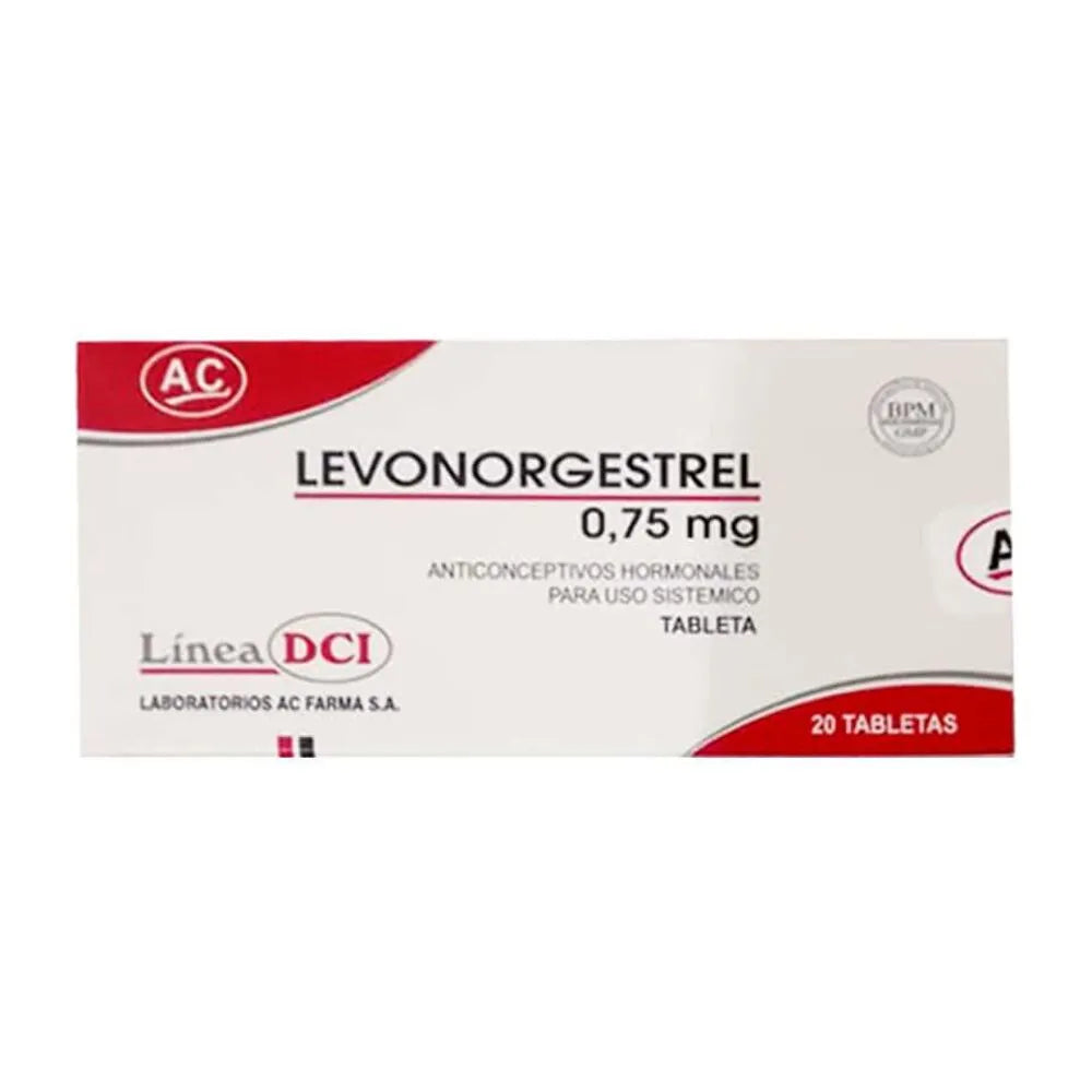 Levonorgestrel AC 0.75mg Tableta Caja x 20 und